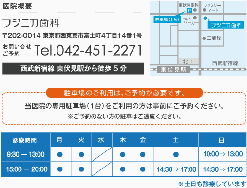 医院概要,東伏見駅近くの歯科,フジニカ歯科